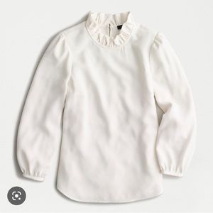 J. Crew Long-sleeve ruffle-neck top in 365 crepe